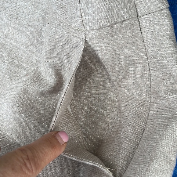 Loft Taupe with Metalic Thread Cotton Linen Shorts - Picture 5 of 8